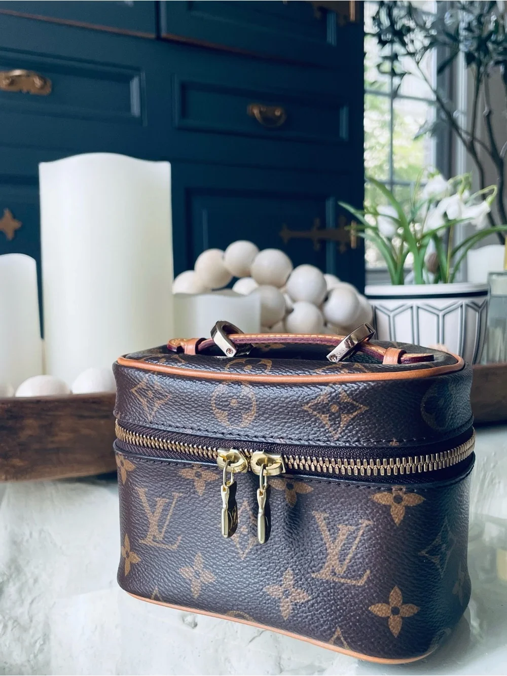 Louis Vuitton Nice Nano Monogram with free non LV crossbody strap.
